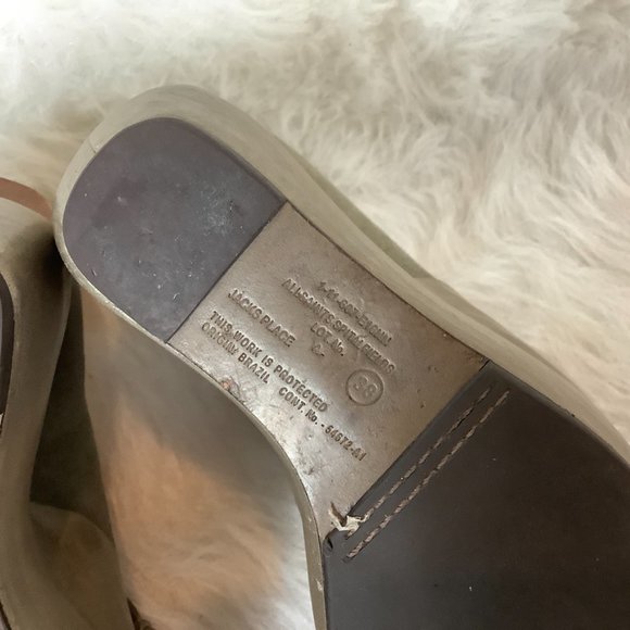 Allsaints Gray Graphite Bura Platform Oxford Wooden Wedge Heels EU 38 - Picture 9 of 9